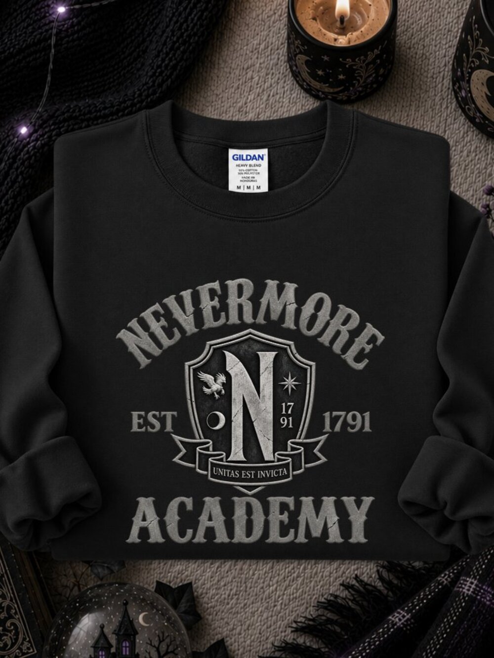 Nevermore Wednesday Sweatshirt Adult Graphic Crewneck Goth Witch Magic School